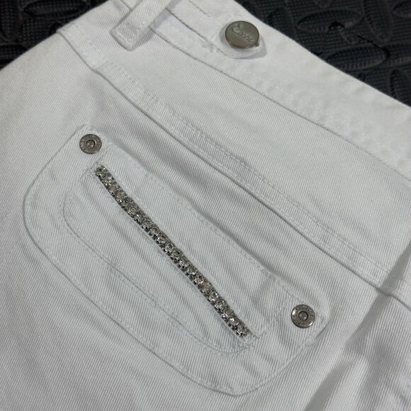 Cache Capri Jeans Women's 12 White Novelty Denim Zip Fly Casual Outdoor Retro - Picture 7 of 8